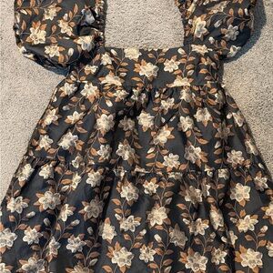 Bohme Black and Brown Floral Formal Dress Size Medium